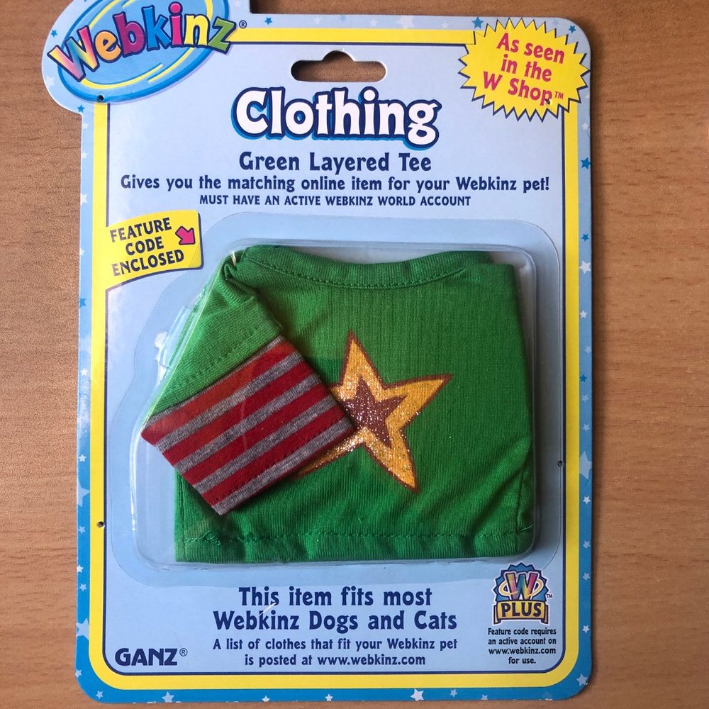 Webkinz Green Layered Tee pet clothing -- BNWT